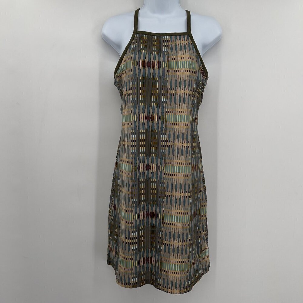 Prana Women's Multi Aztec Tank Dress Racerback Built In Shelf Bra XS
